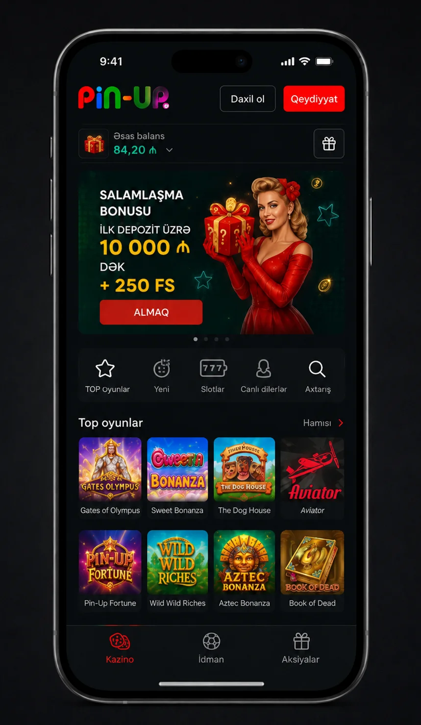 pinup az mobil versiyası — telefonda oyun kataloqu, balans və naviqasiya paneli pinup az mobil versiyası smartfon ekranında